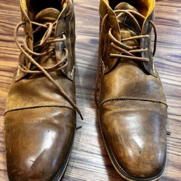 Steve Madden Men's Chukka Boots Brown Leather Lace Up 14 M - Picture 3 of 5